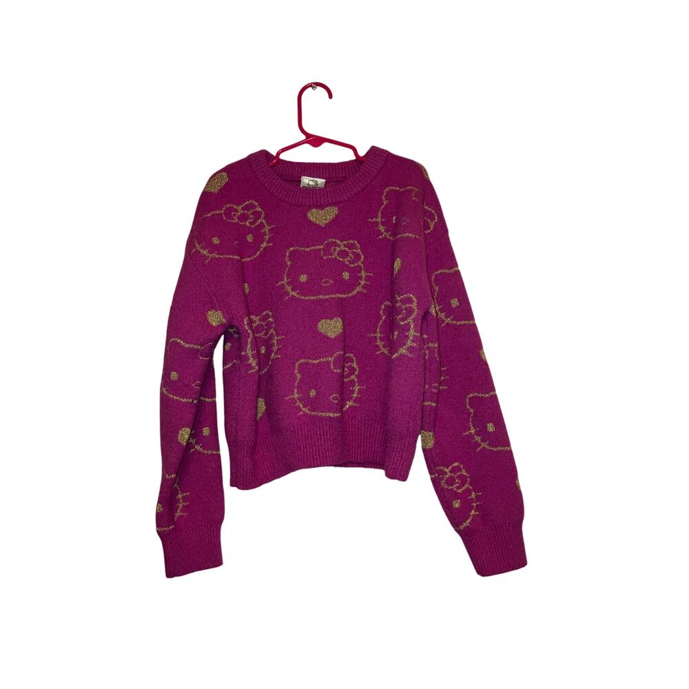 Hello Kitty Pink With Gold Metallic Hello Kitty's Sweater Size 7-8
